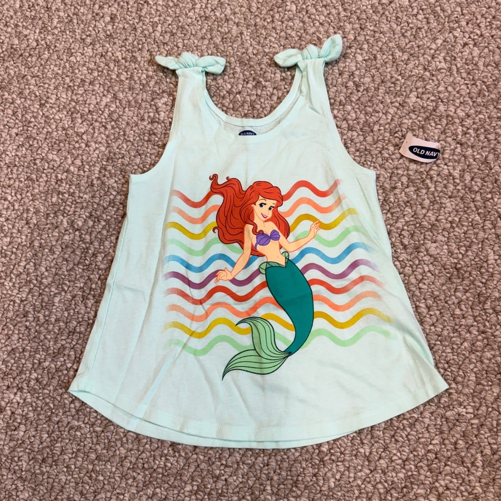 Old Navy Disney Ariel The Little Mermaid Tie Shoulder Tank Top Mint Size 5T NWT